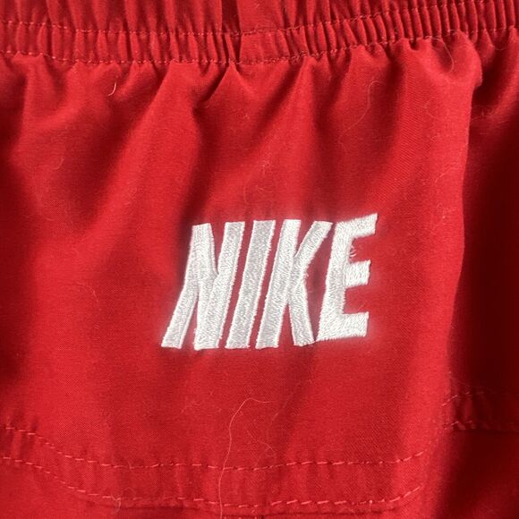 Vintage Nike Swim Shorts Mens XL Trunks Red Spellout Swoosh Back Logo Mesh Lined - Picture 3 of 8